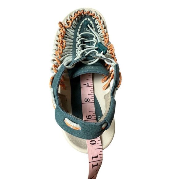 NEW KEEN Uneek Woven Sneakers In Sea Moss/Tangerine Colorway Size 9.5 - Picture 11 of 12
